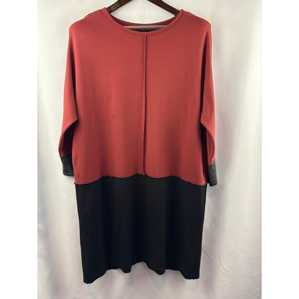 Women’s Jones New York Size 14 Burnt Red, Black & Gray Colorblock Dress